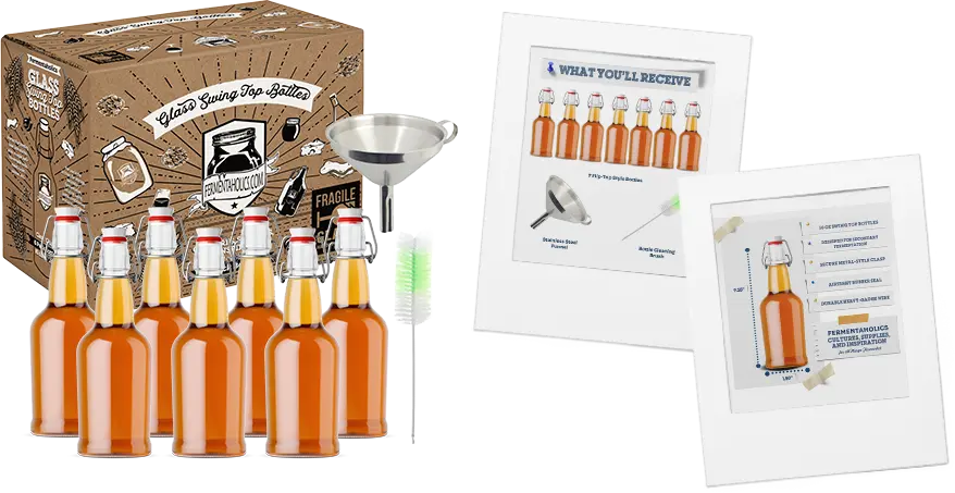 Fermentaholics Clear Glass Swing Top Kombucha Bottling Kit - 16 Fl Oz