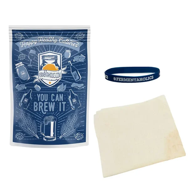 Unbleached Muslin Kombucha Cover with Rubber Band