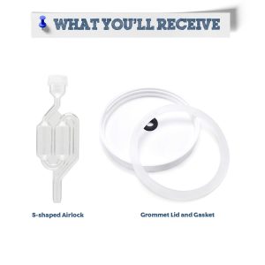 S-Shaped Airlock, Grommeted Lid, and Gasket