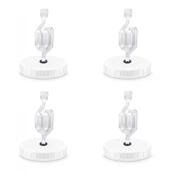 4-Pack Wide Mouth Mason Jar Lids With S-Airlocks